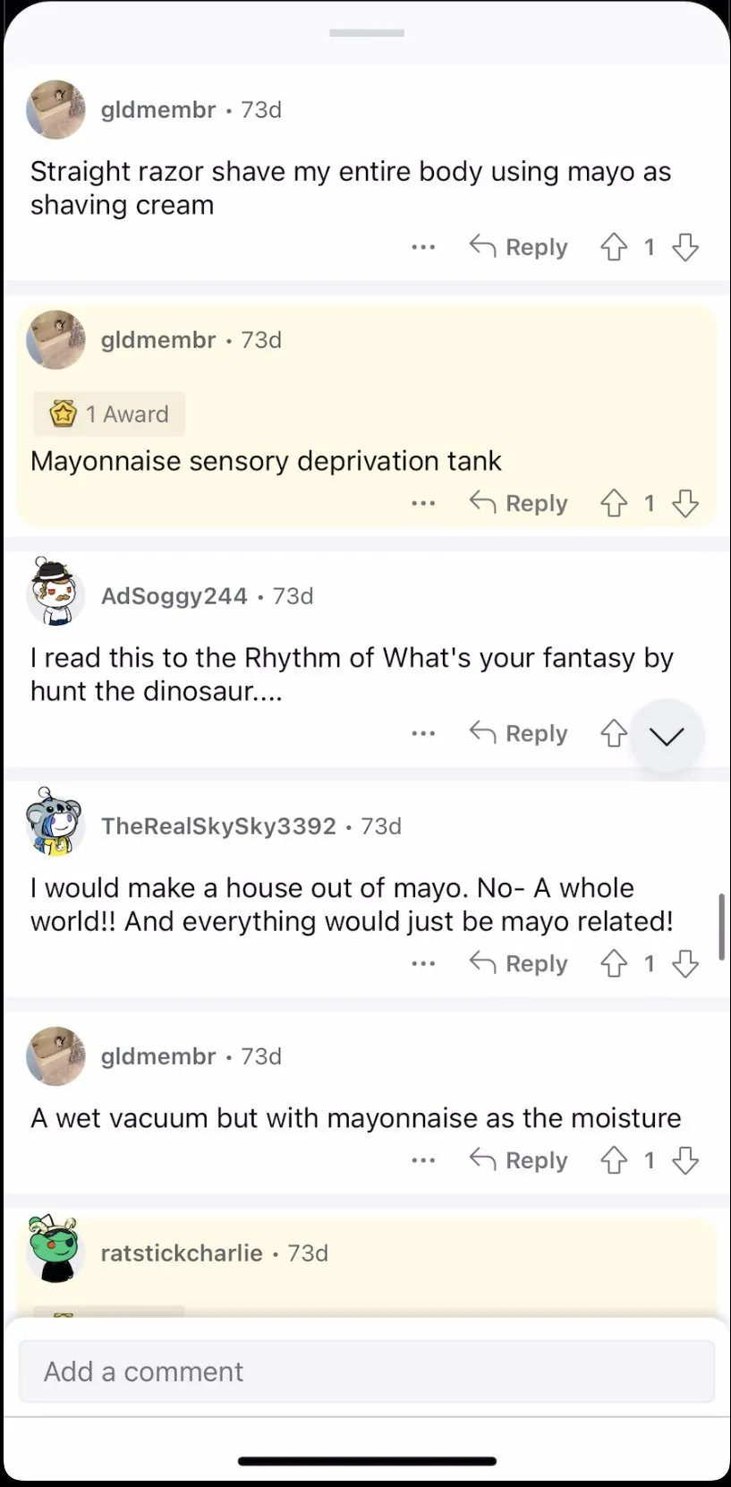 A mayonnaise sensory deprivation tank, apparently.
